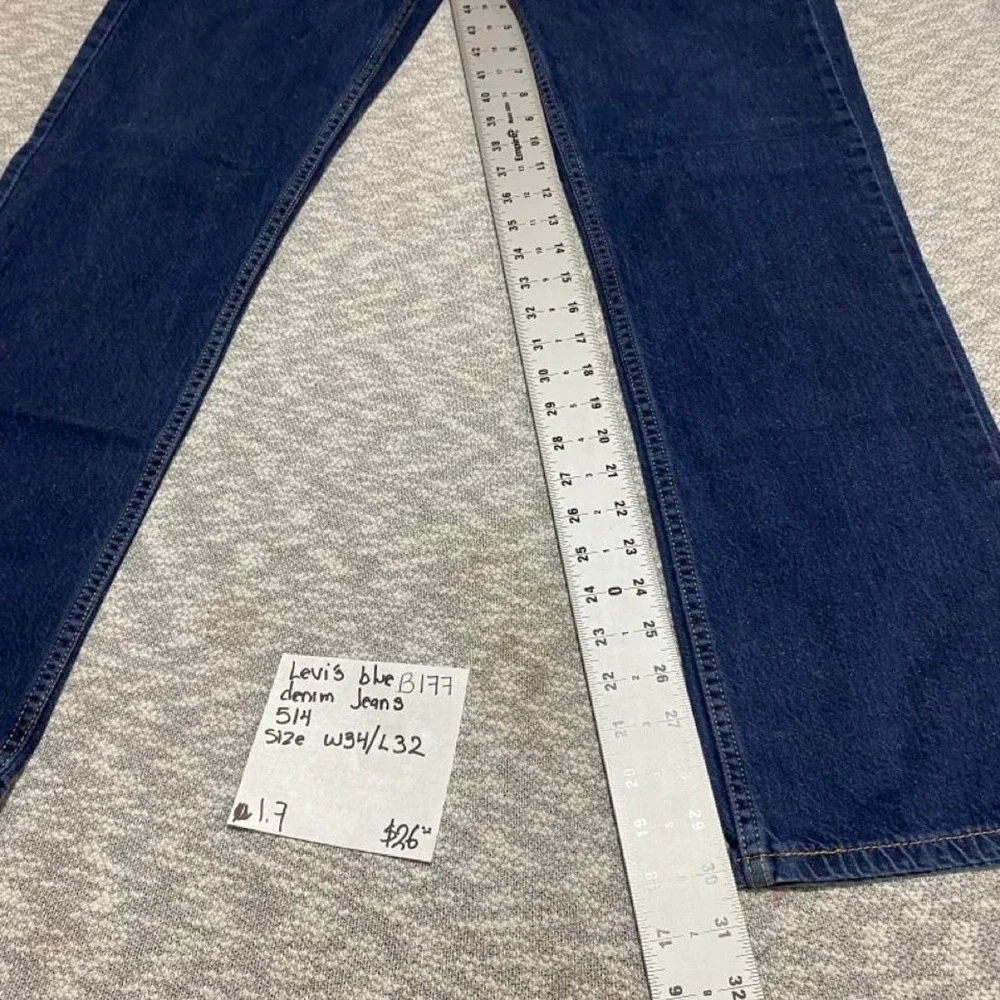 Levi's 514 blue denim jeans size W34/L32. SKU-B177#denim